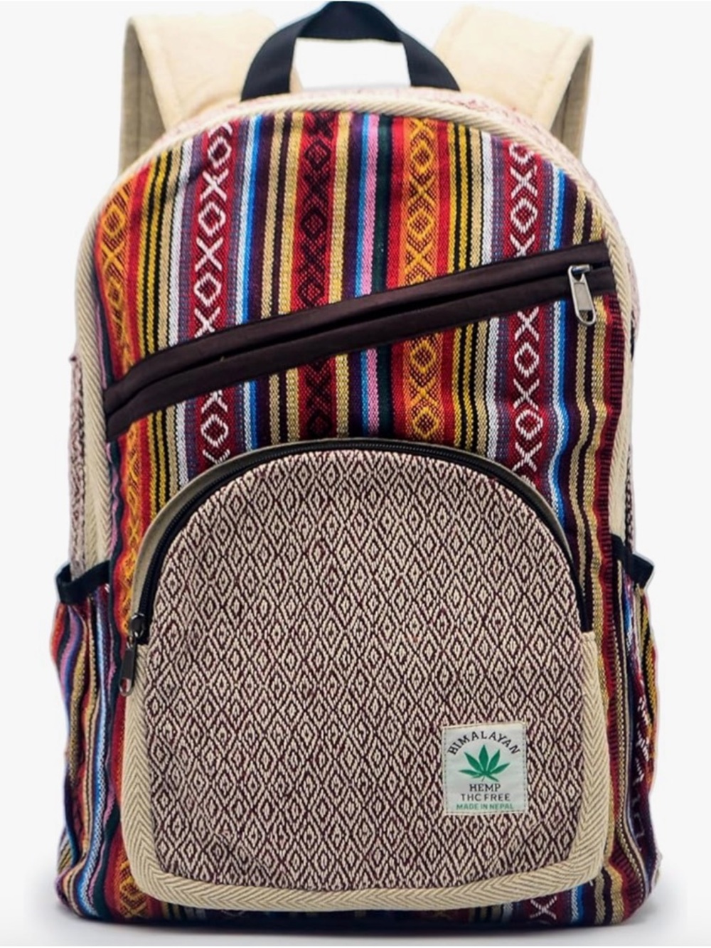 Anitya Hemp Multi Compartment Boho Daypack. Unisex EcoFriendly Travel Backpack
